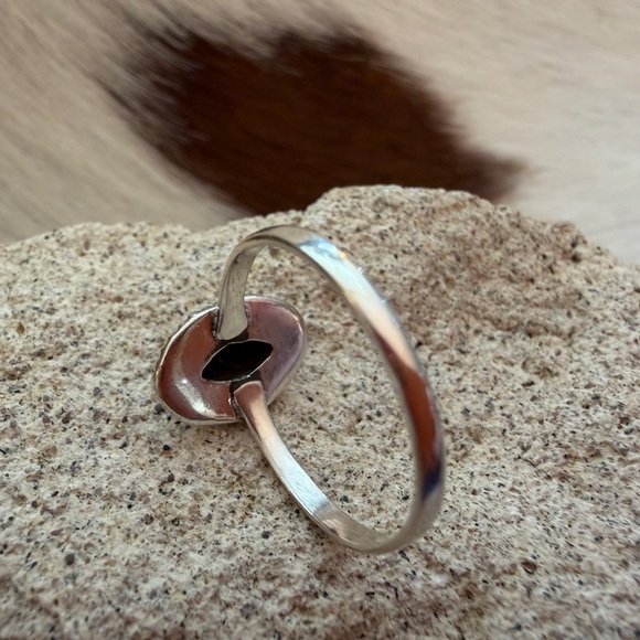 ❤️ White Buffalo Turquoise Oval Sterling Ring Size 7.25 Decorative Navajo Style - Picture 8 of 15